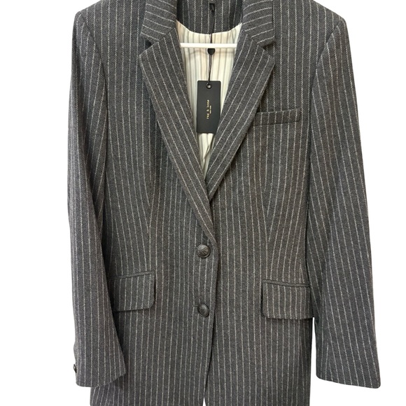 NWT | Rag & Bone Grey Stripe Charles Italian Wool Blazer - Picture 3 of 10
